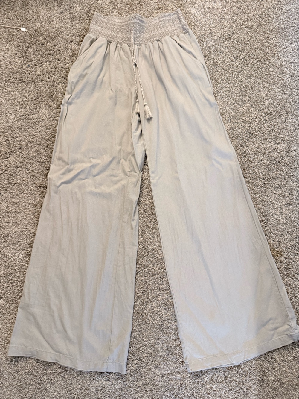 🤩 3/$25 Rewash Light Gray linen Wide-Leg Pants